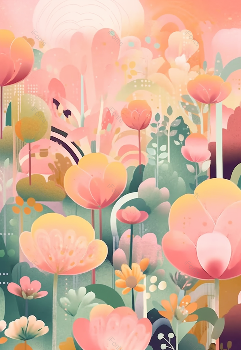春天初夏花丛花卉花朵开花盛开背景粉色浪漫插画,插画/手绘图,插画/手绘图库,插画/手绘图下载,插画/手绘